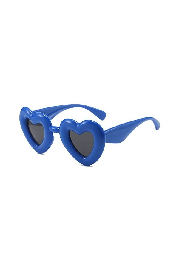 YAMEIZE Lunettes de Soleil à Monture Thick en Forme de Cœur - pour Femmes Hommes Retro Funny Love Heart Shaped Thick Lunettes