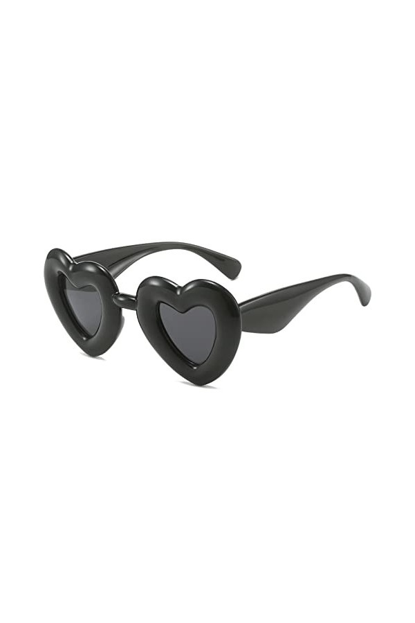 YAMEIZE Lunettes de Soleil à Monture Thick en Forme de Cœur - pour Femmes Hommes Retro Funny Love Heart Shaped Thick Lunettes