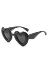 YAMEIZE Lunettes de Soleil à Monture Thick en Forme de Cœur - pour Femmes Hommes Retro Funny Love Heart Shaped Thick Lunettes