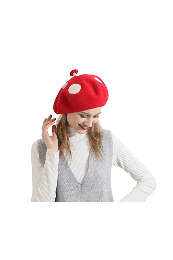 Zasy Laine Béret Décontractée Femmes Bonnets Fait Main Se sentait Champignon Chapeau Mushroom