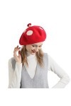 Zasy Laine Béret Décontractée Femmes Bonnets Fait Main Se sentait Champignon Chapeau Mushroom