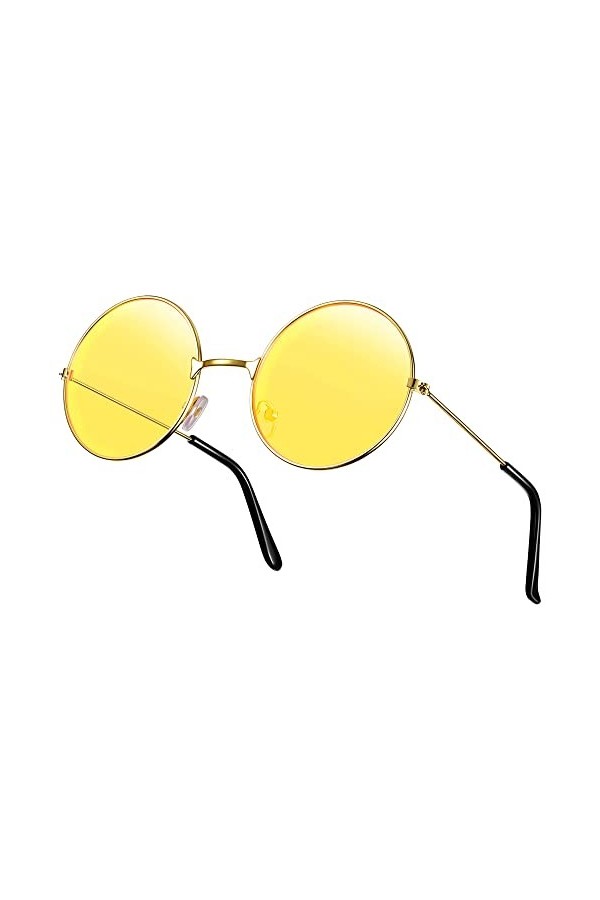 Weewooday Lunettes de Soleil Hippie Rondes Rétro de Fête des Années 70 Bleu 