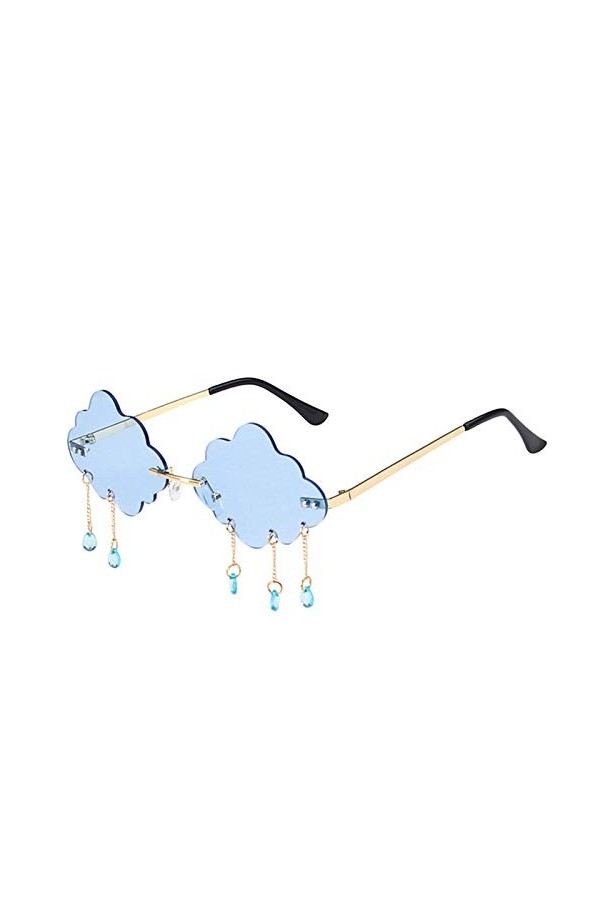 YTZL Wolke Lunettes de soleil vintage sans bord avec nuages de pluie - Lunettes de soleil amusantes - Lunettes disco irréguli