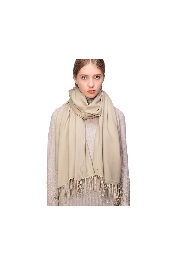 RIIQIICHY Cachemire Hiver Chaud Écharpe Pashmina Châle Wrap Pour Femmes et Hommes Beige Longues Grandes Écharpes Douces,Beige