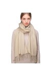 RIIQIICHY Cachemire Hiver Chaud Écharpe Pashmina Châle Wrap Pour Femmes et Hommes Beige Longues Grandes Écharpes Douces,Beige