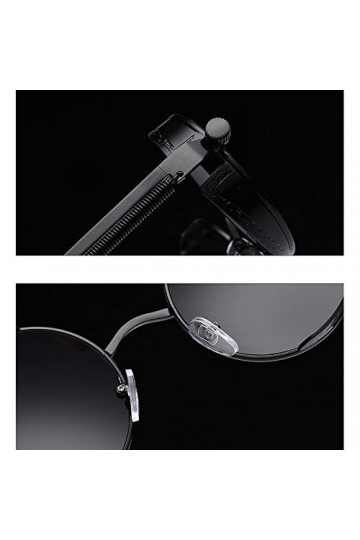 Uinfhyknd Lunettes de soleil rondes en métal punk hommes et femmes lunettes de mode rétro vintage lunettes de soleil Uv400 a
