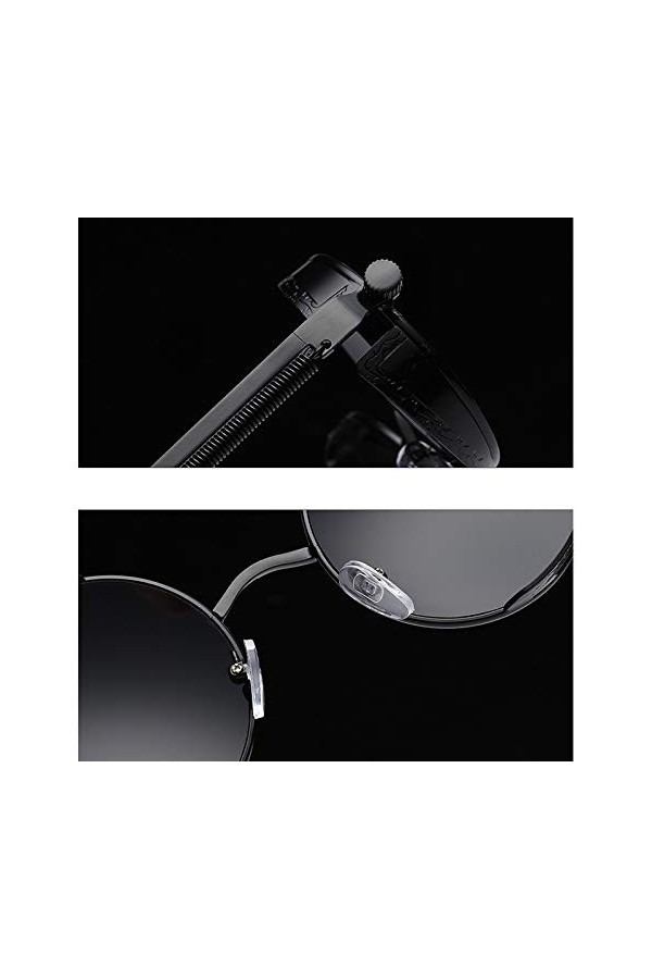 Uinfhyknd Lunettes de soleil rondes en métal punk hommes et femmes lunettes de mode rétro vintage lunettes de soleil Uv400 a