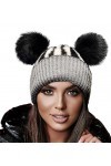 4sold Miki Bonnet dhiver en laine tricotée avec 2 pompons - pour femme et fille - pour le ski et le snowboard coloré , Noir