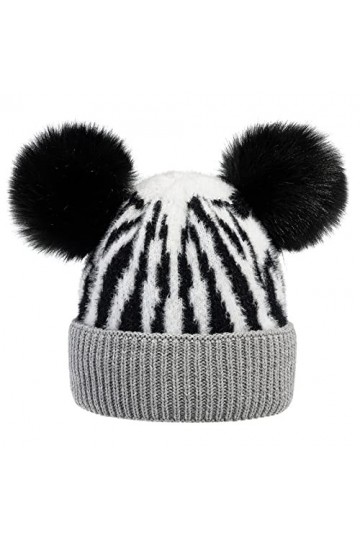 4sold Miki Bonnet dhiver en laine tricotée avec 2 pompons - pour femme et fille - pour le ski et le snowboard coloré , Noir