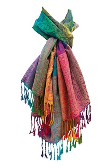 Écharpe pour femme « Marokko », couleurs arc-en-ciel, en pashmina viscose/polyester , taille XXL, 180 x 60 cm