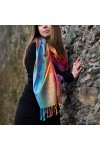 Écharpe pour femme « Marokko », couleurs arc-en-ciel, en pashmina viscose/polyester , taille XXL, 180 x 60 cm