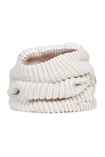 HEAT HOLDERS - Femme Épais Tricot Echarpe Tube Cache Cou Snood avec Doublé Polaire One Size, Black Chunky 