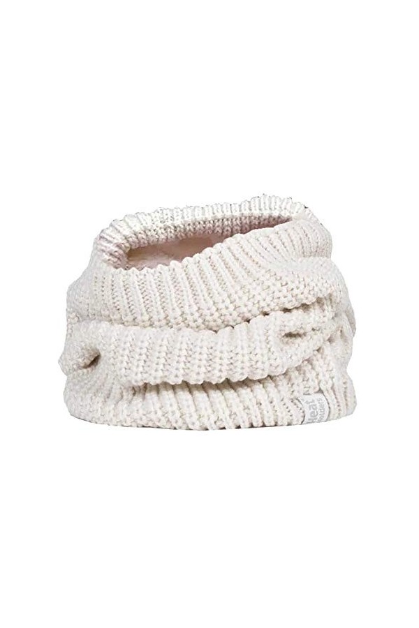 HEAT HOLDERS - Femme Épais Tricot Echarpe Tube Cache Cou Snood avec Doublé Polaire One Size, Black Chunky 