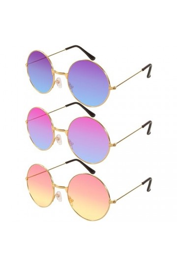 Guiffly Lunette Festival, 3PCS Lunettes de Soleil Femme Lunettes Rondes Lunette Hippie Homme Fluo Drole pour un Usage Quotidi