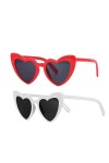 OUZHOU Lot de 2 lunettes de soleil en forme de cœur, lunettes de soleil en forme de cœur, lunettes de soleil en forme de cœur