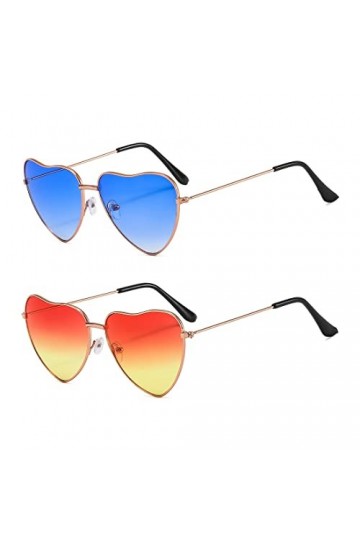 CUHZC 2 paires de lunettes de soleil pour femmes, lunettes hippies, lunettes de soleil en forme de cœur, lunettes de soleil r
