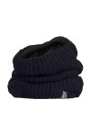 HEAT HOLDERS - Femme Épais Tricot Echarpe Tube Cache Cou Snood avec Doublé Polaire One Size, Black Chunky 
