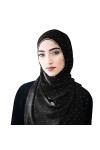 ANKOMINA Foulard long en mousseline de soie et strass pour femme musulmane, beige, taille unique