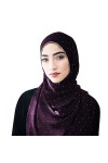 ANKOMINA Foulard long en mousseline de soie et strass pour femme musulmane, beige, taille unique