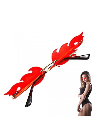 Lunettes de soleil en forme de flamme de feu | Lunettes de soleil sans monture pour femme, lunettes de soleil mignonnes des a