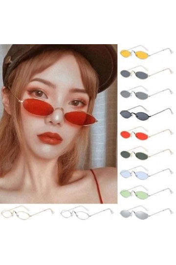CHUN Petites lunettes de soleil ovales vintage avec monture en métal Style punk Pour filles et hommes Pour femme, Couleur 2