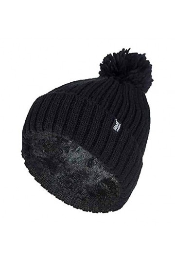 HEAT HOLDERS - Femme Fantaisie Chaud Hiver Bonnet avec Pompon One Size, Black Arden 