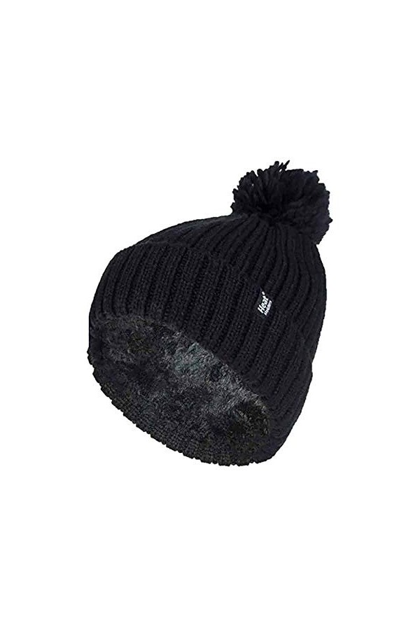 HEAT HOLDERS - Femme Fantaisie Chaud Hiver Bonnet avec Pompon One Size, Black Arden 