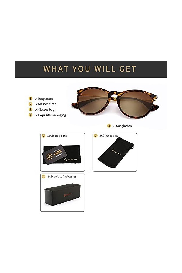 Lunettes de soleil polarisées pour homme et femme - Tendance - Rétro - Tendance - Tendance - Style rétro - Pour femme, Noir ,