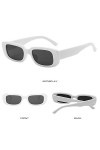Petites lunettes de soleil rectangulaires vintage pour femmes, lunettes de soleil carrées punk, nuances tendance, Blanc et gr