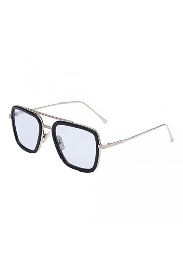 Yicare Lunettes de soleil Iron Man Steampunk rétro - Monture carrée en métal - Pour homme et femme - Monture classique en all