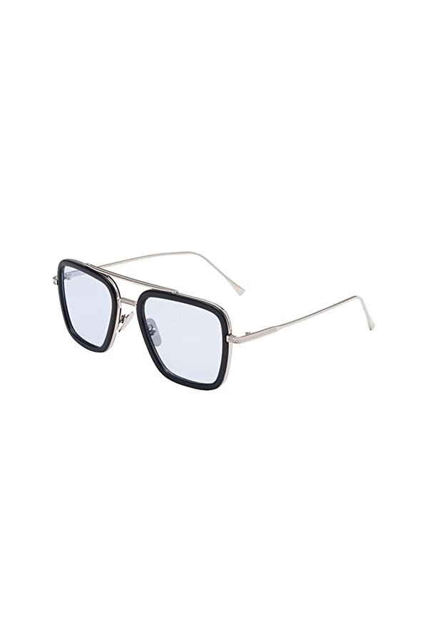 Yicare Lunettes de soleil Iron Man Steampunk rétro - Monture carrée en métal - Pour homme et femme - Monture classique en all