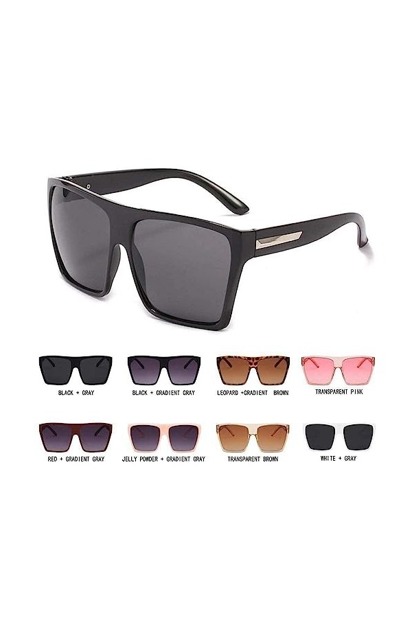 Lunettes de soleil carrées surdimensionnées de luxe pour femme - Marque vintage - Grand cadre - Lunettes de soleil mignonnes 