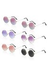Teklemon Lunettes de Soleil Rondes, 6 Paires Lunettes de Soleil Rétro Hippie Lunettes pour Fête Rondes Coeur Couleur Dégradé 