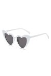 BLeezm Lunettes de Soleil Coeur-Blanc, Lunettes de Soleil Vintage en Forme de Cœur pour Femme, Protection Solaire UV400 et Pr