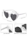 BLeezm Lunettes de Soleil Coeur-Blanc, Lunettes de Soleil Vintage en Forme de Cœur pour Femme, Protection Solaire UV400 et Pr