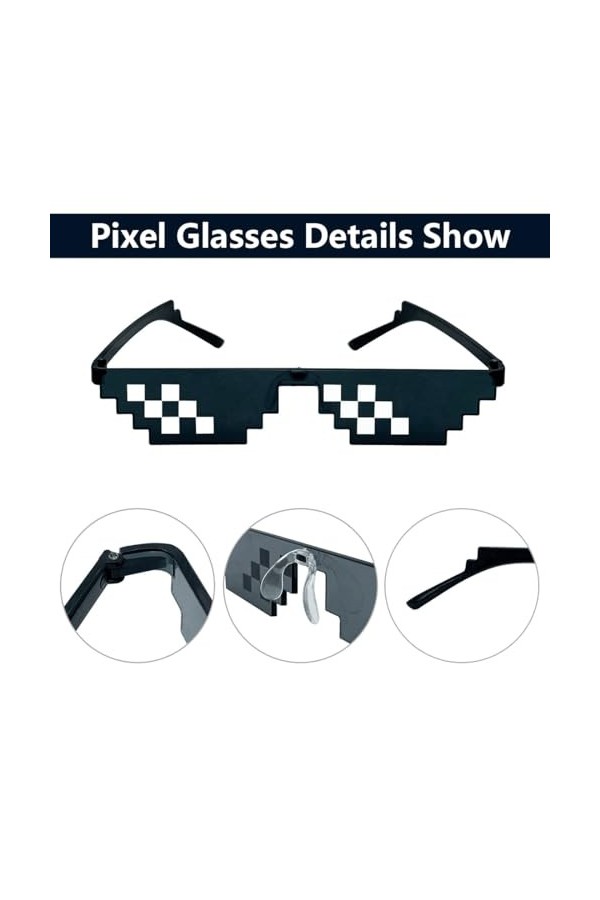 ZLKSEW Lunettes de soleil Mosaique Pixel pour Hommes,Femmes, Enfants - Accessoires de Photo & Fête - Branches noires - Look t