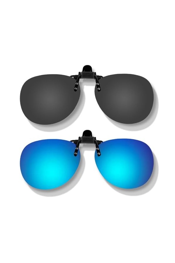 Auptiz Lot de 2 paires de lunettes de soleil,lunettes de soleil à clipser,lunettes de soleil UV400 pour hommes et femmes,cond