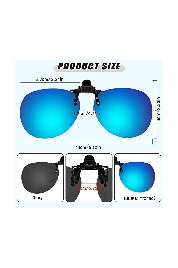 Auptiz Lot de 2 paires de lunettes de soleil,lunettes de soleil à clipser,lunettes de soleil UV400 pour hommes et femmes,cond