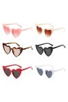 Sporgo Lot de 6 paires de lunettes de soleil rétro en forme de cœur avec UV400, lunettes de soleil hippie œil de chat, lunett