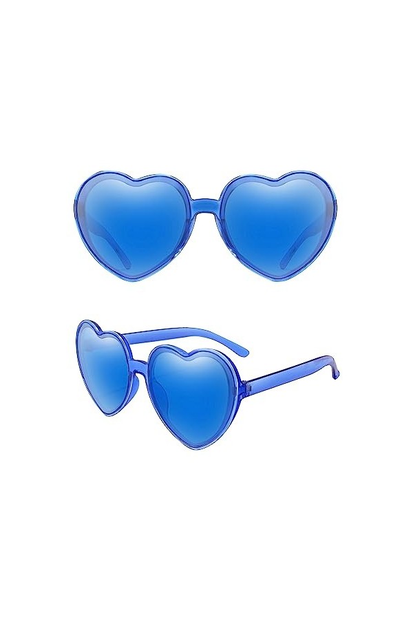 Hileyu Lunettes en Forme De Coeur Lunettes Parti de Soleil Hippie Lunettes de Soleil Sans Monture DéCoration Lunettes Transpa