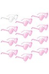 Blulu 12 Lunettes de Soleil de Cœur Transparentes sans Monture Lunettes de Soleil Bride Colorées pour Mariage