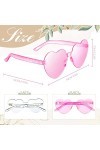 Blulu 12 Lunettes de Soleil de Cœur Transparentes sans Monture Lunettes de Soleil Bride Colorées pour Mariage