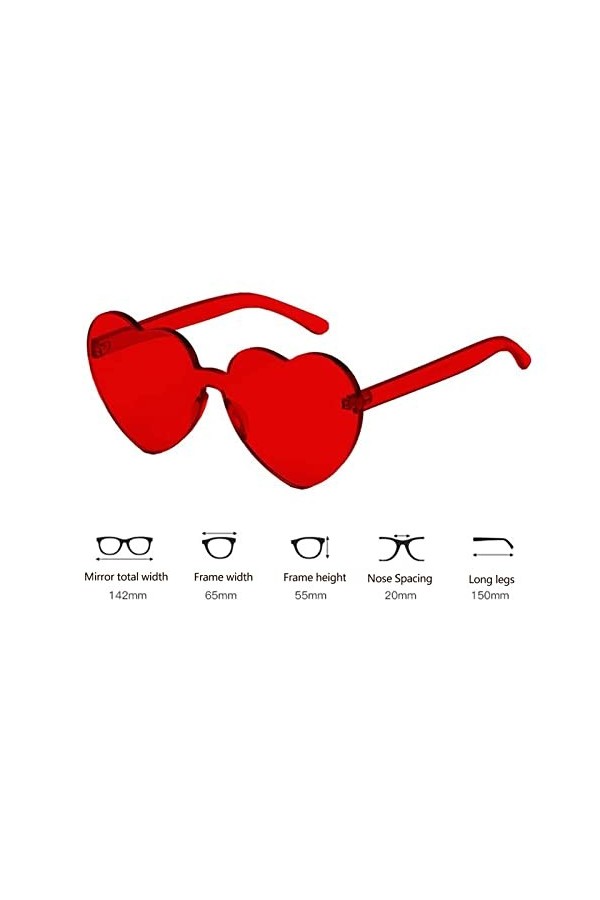 BASTOUR Lunettes de Coeur, Forme de Coeur de Lunettes de Soleil, Lunettes Effet Coeur, Lunettes De Soleil En Forme de Coeur p