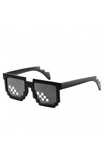 8 Bits Pixel Lunettes de Soleil Unisexes en Verre Mosaïque Lunettes de Soleil Anti-UV Joueur Lunettes de Vie de Voyou Cool po