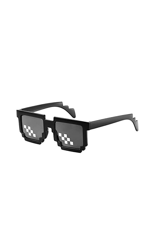 8 Bits Pixel Lunettes de Soleil Unisexes en Verre Mosaïque Lunettes de Soleil Anti-UV Joueur Lunettes de Vie de Voyou Cool po