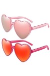 Sugeru Lot de 2 paires de lunettes de soleil réfléchissantes en forme de cœur pour femme - Accessoires de costume Amor - Lune