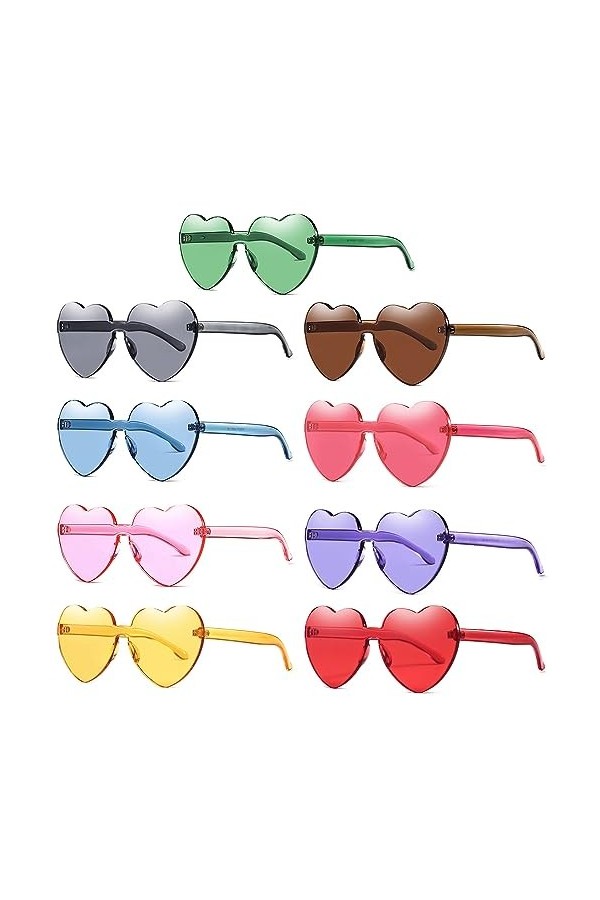 Kaimeilai 9 Paires Lunette de Soleil, Multicolore Lunette de Soleil sans Monture Légères et Rétro Lunettes, Lunettes Soleil F