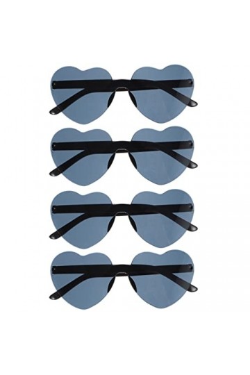STOBOK Lot de 4 paires de lunettes de soleil en forme de cœur sans monture pour femme Noir