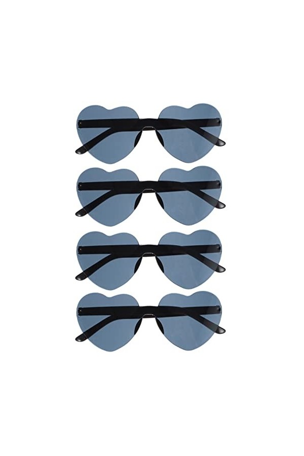 STOBOK Lot de 4 paires de lunettes de soleil en forme de cœur sans monture pour femme Noir