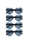 STOBOK Lot de 4 paires de lunettes de soleil en forme de cœur sans monture pour femme Noir
